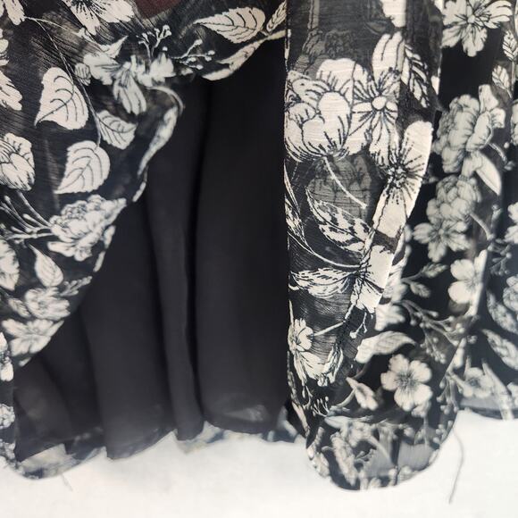Topshop Dress Women’s Size 10 Black Floral Long Sleeve Mini Lined Sheer Boho EUC - Picture 9 of 16